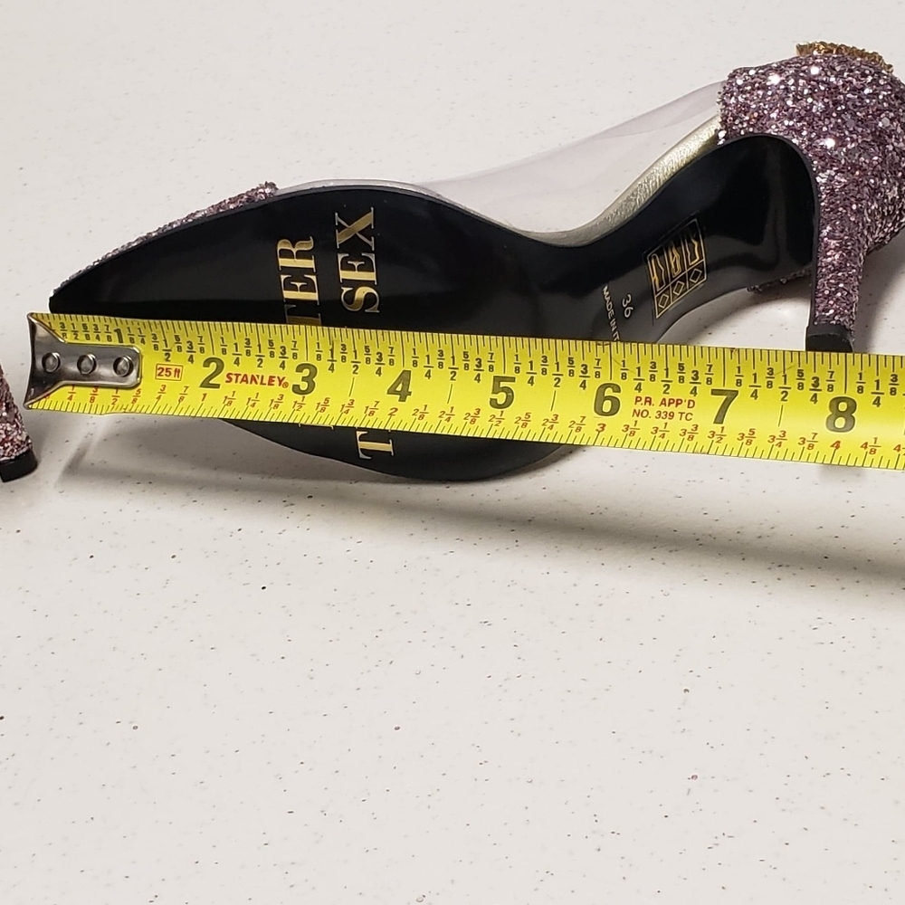 TOO FACED Better Than Sex Pink Glitter Heels Made in Italy Size 36 - Picture 16 of 16